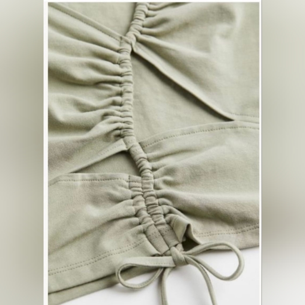 NWT H&M DIVIDED CUT-OUT TOP SECTIONS WITH DRAWSTRING LONG SLEEVE SIZE L - Picture 5 of 7